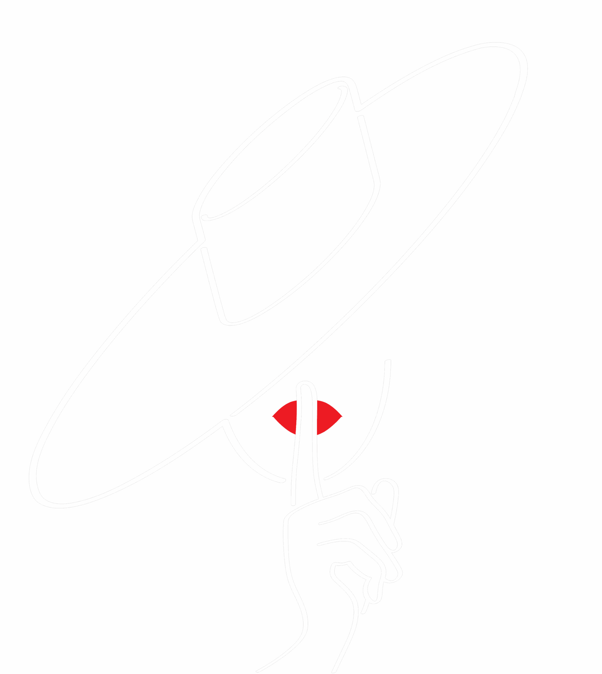 Minimalist silhouette with hat, shushing, red lips